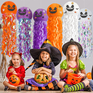 DAMAI Hot Sale Halloween DIY Jellyfish Pumpkin Orange Purple Paper Lantern Wall Hanging Decor Halloween Decorations - Product Image 2