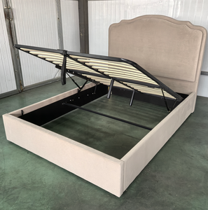 Lit de rangement moderne à plateforme hydraulique, sans sommier requis, tête de lit haute, simple, double, de luxe, <span class=keywords><strong>matrimonial</strong></span>, king size, avec vérin à gaz - Product Image 3