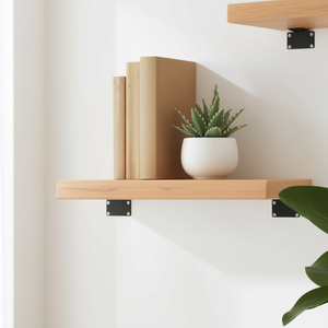 Étagère murale en bois de chêne massif brun clair, design minimaliste à un seul niveau, pour le salon, rangement et présentation - Product Image 2