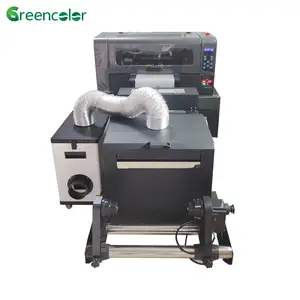 Greencolor High quality pet roll film 30CM dual printhead complete all in one 1600 DTF printer and powder shaker with software