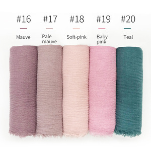 ピュアカラークリンクル通気性95*180 cmドバイイスラム教徒女性毎日モーダルスカーフタッセル付き - Product Image 2