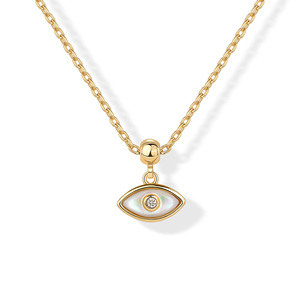 PAVOI Pendentif en imitation de zircone cubique plaqué or jaune 14 carats, chaîne en bambou, hypoallergénique, réglable, délicat, cadeau pour femme - Product Image 5