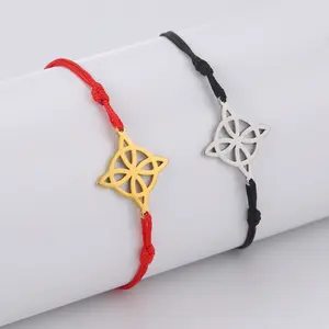 Popular Witch Knot Red String Bracelet Cord Stainless Steel 18K Gold Plated String Witch Knot Bracelets