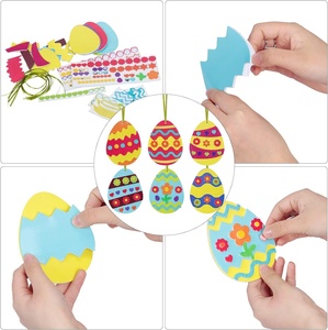 Tarjetas de papel con diseño de huevos de Pascua, recortes de huevos de Pascua con cinta para colgar, recortes artesanales de huevos con patrones coloridos, adorno de etiqueta de Pascua - Product Image 3