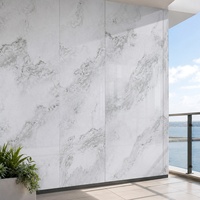 Panneau de rénovation WYRAX en PVC effet marbre UV gris clair Carrara 1220x2440mm 3.0mm pour couloir d'appartement, facile à nettoyer