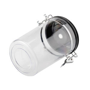 Plastic Transparent Clear Canister with Clamp Lid and Spoon, Plastic Kitchen Food Storage Container - Product Image 6