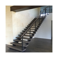 Système d'escalier à poutre centrale préfabriqué de luxe pour intérieur, avec marches en bois dur, pour projets résidentiels aux États-Unis et au Canada