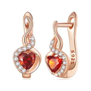 Hot 925 Sterling Zilveren Liefde & Bond Oor Clips Rose Goud Rood Hart Gespen Voor Vrouwen Verjaardagsfeestje Fijne Sieraden Bse815