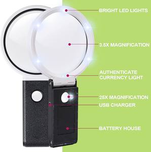 Lente d'<span class=keywords><strong>ingrandimento</strong></span> pieghevole regolabile con lenti d'<span class=keywords><strong>ingrandimento</strong></span> a <span class=keywords><strong>scala</strong></span> 3,5x 25X illuminata - Product Image 4