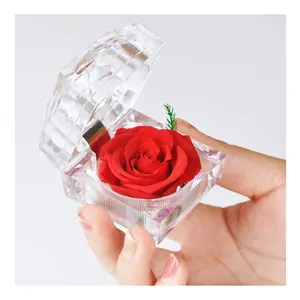 新产品创意批发玫瑰礼盒戒指盒红色玫瑰戒指盒戒指盒玫瑰
