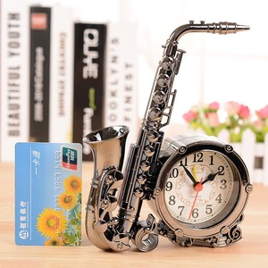 Saxophone Shape Alarm <b>Clock</b> Desktop Quartz Wristwatch Style Table <b>Clock</b> Metal Decorative Timepiece for Home Gift - Product Image 2