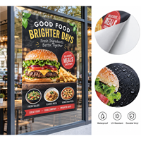 Autocollant promotionnel en vinyle imperméable pour vitrine de restaurant, affichage personnalisé pour devanture de magasin, décalcomanie de fenêtre de restaurant en gros