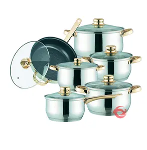 Cookware 12pcs Kitchen Utensils Set Kitchen Supplies Cast Iron Cookware With Golden Plated