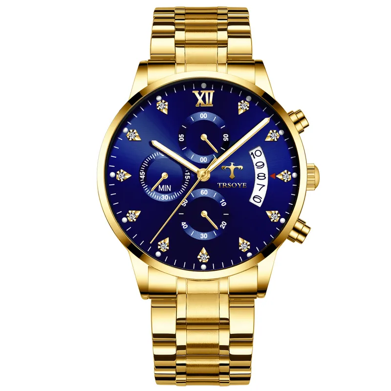 Most Popular Products Luxury Calendar Men Watches Custom Private Label Men Real Gold Watch Quality Warranty Reloj TRSOYE TRS081