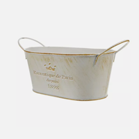Pot de fleurs ovale en métal galvanisé avec poignée, design écologique, durable et léger, trou de drainage pour jardin intérieur/extérieur