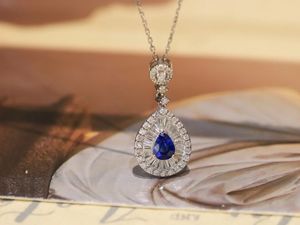 Pendentif de luxe Xinfly en or véritable 18 carats et saphir, diamant naturel 0,45 carat pour femmes, idéal pour les soirées, sans chaîne - Product Image 2