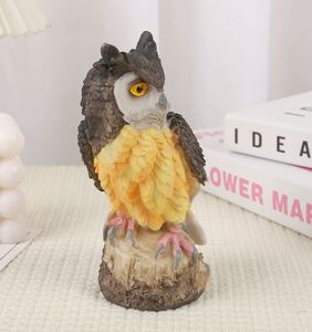 BCA17 야외 수지 올빼미 동상 3D 동물 입상 조각 홈 장식 선물 야외 사용을위한 예술 패턴 조류 방충제 - Product Image 4