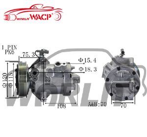 OEM 7813A385 7813A526 Pompe de climatisation de voiture 12V Compresseur de climatisation automatique VCR08 6PK pour Mitsubishi Attrage pour <span class=keywords><strong>Spacestar</strong></span> 1.2 WXMS069 - Product Image 1