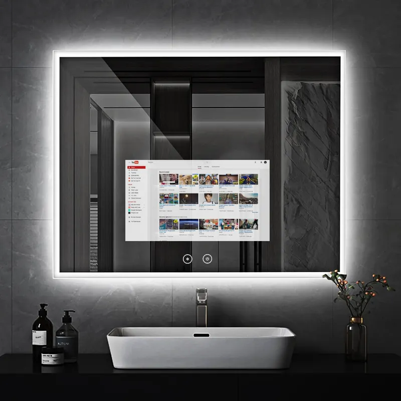 مرآة سحرية ذكية وصلت حديثًا للفنادق، مرآة ذكية رأسية للحائط، مرآة حمام بإضاءة ليد