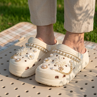 Nouvel ensemble d'accessoires de chaussures pour femmes 2026, mignon et enfantin, avec perles et chaînes en plastique, breloques flocon de neige et fleur pour sabots