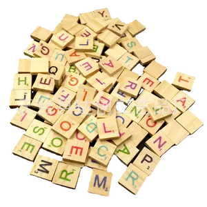 26 영어 문자 컬러 소나무 블록 어린이 조기 교육 퍼즐 게임 나무 조각 100/팩