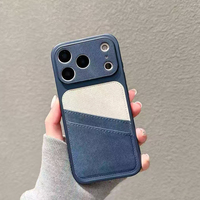 Nouvelle coque de téléphone en cuir avec porte-cartes pour iPhone 17 Pro Max 16 Pro 15, étui de protection antichoc avec fente pour cartes et design portefeuille