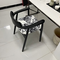 Chaise Hiroshima de style vintage, chaise de salle à manger en bois massif antique, dossier moderne, chaise italienne pour boire du thé, fauteuil noir en flanelle