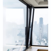 Ventana Abatible de Aluminio con Rotura de Puente Térmico, Apertura Interior, Doble Acristalamiento, Sistema Moderno de Ahorro Energético para Apartamentos y Hoteles