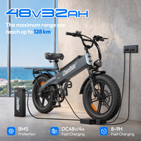 Vélo cargo électrique Chamrider 48V 32Ah, pneus larges de 20 pouces, couple élevé de 80 Nm, porte-bagages arrière, service de livraison professionnel D 32