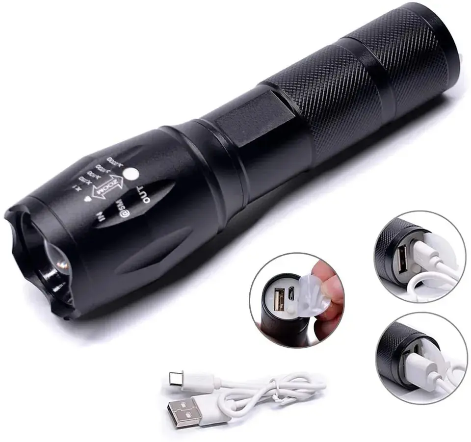 Şarj edilebilir süper parlak Zoom Torch led cep açık 1200 lümen XML T6 su geçirmez LED selfie flaş kamp ışık