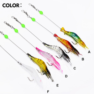 Venta al por mayor de agua salada, 70mm, 5,8g, 6 colores, PVC suave de señuelo, cebo suave, camarón, camarón de plástico suave, gamba para calamar, sepia, mero - Product Image 2