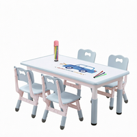 Ensemble table et chaises d'école modernes et écologiques pour enfants, chaises réglables en hauteur, pieds antidérapants, durables, montage facile, Max.