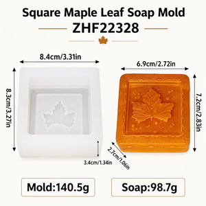 Square Maple Leaf <b>Silicone</b> Soap Mold Vintage Embossed Fall Leaf Craft <b>Mould</b> DIY Soap Candle Making Mold Handmade Gift - Product Image 2
