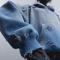 Sweat-shirts à capuche surdimensionnés personnalisés en coton, lavage à l'acide, brodés, zippés, coupe-vent, écologiques, unisexe, avec étiquette personnalisée