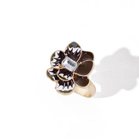 Bague en acier inoxydable moderne, motif floral effet goutte d'huile, design de niche tendance, nacrée, ouverte et réglable, bijou de main