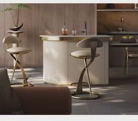 Tabouret haut italien en acier inoxydable, cuir artistique, chaise de bar en métal, moderne et élégant, adapté à la maison, aux cuisines de style îlot.