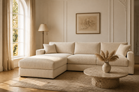 Canapé en L moderne et minimaliste avec design modulaire pour une combinaison facile, offrant une expérience d'assise confortable et douce