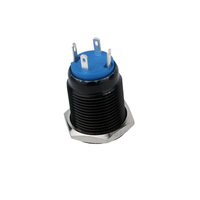 Interrupteur à bouton-poussoir métallique étanche 16 mm, coque noire, anneau LED vert, interrupteur momentané 12V 24V 4 broches pour voiture et machines