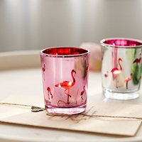 Porte-bougie en verre sculpté Flamant rose, en coffret, pour décoration de dîner aux chandelles de mariage, ornements pour la Journée nationale des Bahamas et la Journée des Morts mexicaine