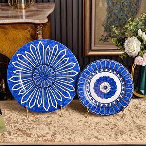 Hot Selling Europe Palace Royal Nordic Home Decoration Blue Luxury 32pcs Bone China On-glazed <b>Dinnerware</b> <b>Set</b> Cup Kit Plant - Product Image 3