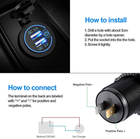 Prise de charge rapide Type C 12V 24V 36W, chargeur double port PD avec interrupteur marche/arrêt pour véhicules