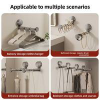 Porte-vêtements mural moderne à ventouse rotative, sans perçage, pour balcon et salle de bain, en plastique, rétractable