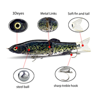 190mm/64.7g appât bionique à naufrage lent S natation deux sections naseux appât de poisson vif appât dur du pêcheur pour eau douce et eau salée