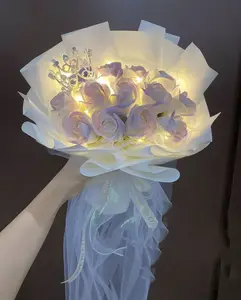 Đẹp và thực tế bảo quản Rose nghiền nát Ice Blue Rose Bouquet Đối với trang trí nội thất