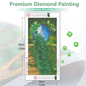 HUACAN-pintura de diamante 5d DIY "Pavo Real", de imitación bordado de diamantes cuadrados, redondos, mosaico de animales, dibujo artesanal, regalo