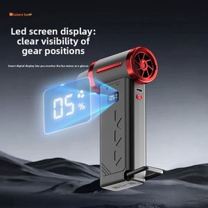 Ventilateur portable promotionnel personnalisé haute puissance en métal, moteur sans balais, batterie 4000 mAh/6000 mAh, rechargeable par USB, à bouton unique - Product Image 2