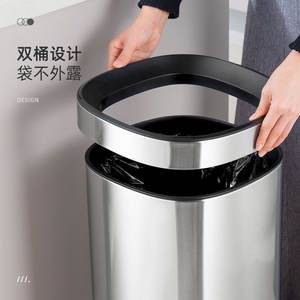 Cubo de basura cilíndrico minimalista de acero inoxidable hecho a medida para uso en interiores, para el hogar, la oficina, el hotel y el dormitorio. - Product Image 4