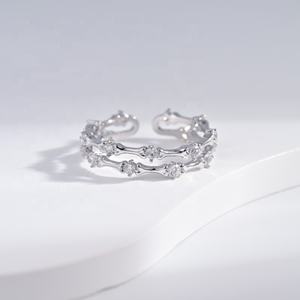 Anillo de plata 925 con circonita, diseño en capas, joyería fina, único, estilo vintage, hip hop, para chicas, con lazo, delicado, precio de fábrica. - Product Image 5