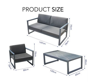 Brighthome ชุดโซฟาลานสวนอลูมิเนียมเฟอร์นิเจอร์หวายกลางแจ้งเฟอร์นิเจอร์สวน - Product Image 5