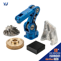 Composants de robotique et de transmission de précision usinés CNC : Impellers en titane anodisé bleu, engrenages en laiton pour robots semi-conducteurs